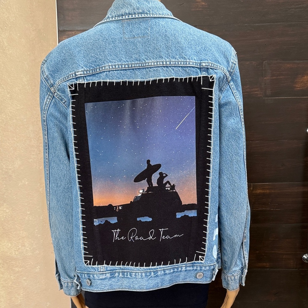 Upcycled Old Navy The Road Team Denim JacketSize XL (14-16)